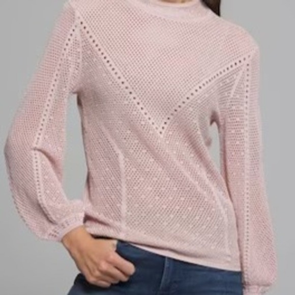 Outlet WHBM Mock Neck Pointelle Pullover Style 570360487- Sz M - Picture 8 of 9
